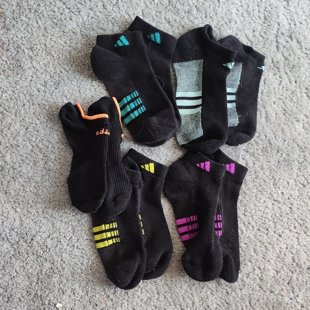 Adidas Women's Black Ankle Socks - Multicolor Stripes